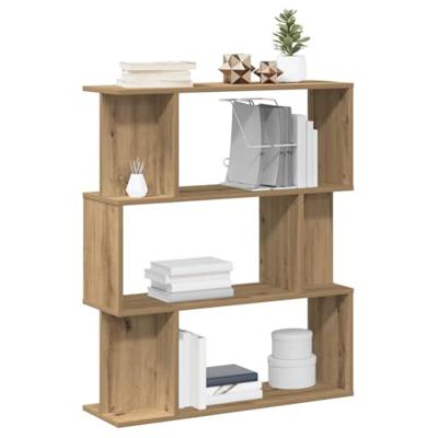 Boekenkast 80x24x96 cm bewerkt hout artisanaal eikenkleur