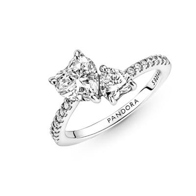 Pandora 191198C01 Ring Sparkling Heart Solitaire zilver-zirconia wit