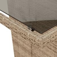 Tuintafel met glazen blad 190x80x75 cm poly rattan beige - thumbnail