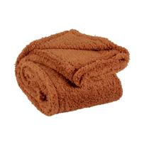 Plaid teddy L200 x B150 cm leerbruin Unique Living - Unique living - thumbnail