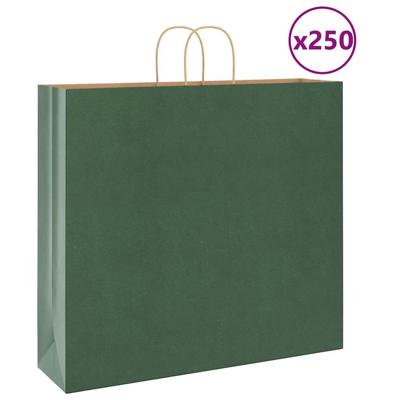 VidaXL Papieren zakken 250 st met hengsels 54x15x49 cm groen