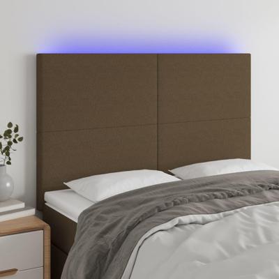 Hoofdbord LED 144x5x118/128 cm stof donkerbruin
