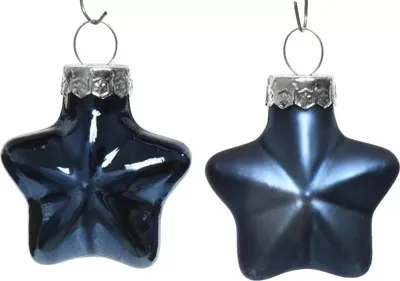 12 Glazen sterren 40 mm nacht blauw KSD Decoris - Decoris