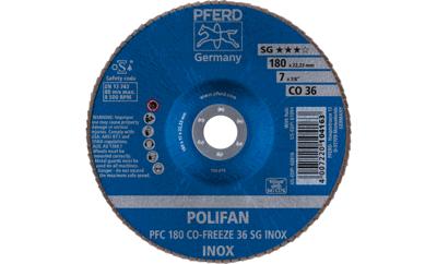 PFERD TOOLS 67718036 PFC 180 CO-FREEZE 36 SG INOX Lamellenschijf Diameter 180 mm Boordiameter 22.23 mm Legering op nikkelbasis, Superlegeringen op nikkel- of PFERD TOOLS 67718036 PFC 180 CO-FREEZE 36 SG INOX Lamellenschijf Diameter 180 mm Boordiameter 22.23 mm Legering op nikkelbasis, Superlegeringen op nikkel- of