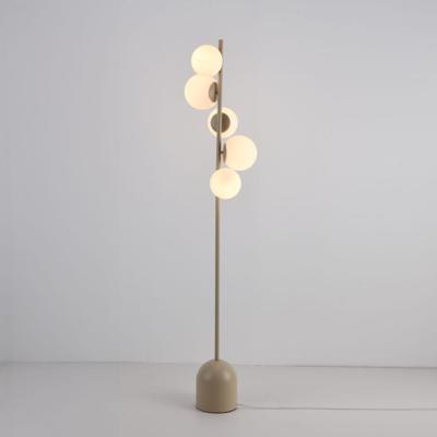 Staande lamp Evania crema V - E14-fitting - 25W - Voet van metaal - Vijf glazen bollen - IP20 voor binnen