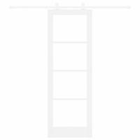 Schuifdeur met Bevestigingsset 'ORKDAL'van Wit Massief Hout en Glas - thumbnail