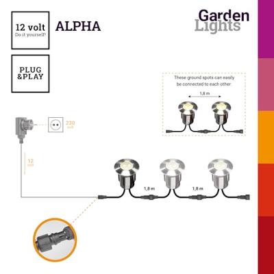 Grondspot 12 volt Alpha aanlichtspot schijnspot warm wit