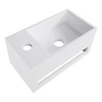 Fontein Wiesbaden Solid | 36x21x16 cm | Solid Surface | Links montage | 1 kraangat | Rechthoek | Wit mat - thumbnail