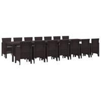 Tuin Eetset 15 pcs Bruin Groot Riet, Stof, Staal - thumbnail