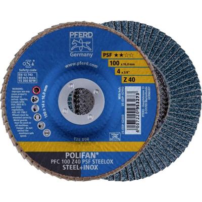 PFERD TOOLS 67764100 PFC 100 Z 40 PSF STEELOX/16,0 Lamellenschijf Diameter 100 mm Boordiameter 16 mm Korrelgrootte (num) 40 RVS, Staal 10 stuk(s) PFERD TOOLS 67764100 PFC 100 Z 40 PSF STEELOX/16,0 Lamellenschijf Diameter 100 mm Boordiameter 16 mm Korrelgrootte (num) 40 RVS, Staal 10 stuk(s)