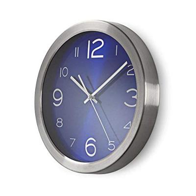 Blauwe wandklok RVS 30cm Blauwe wandklok RVS 30cm