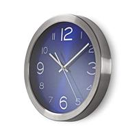 Blauwe wandklok RVS 30cm - thumbnail