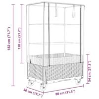 VidaXL Plantenbak verhoogd met hoes en wielen 80x50x182 cm rattanlook - thumbnail