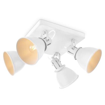 Industriële Plafondspots - Wit - Met 4 E14 Fitting - Metaal Spotlights - 23 x 23 x 20.5cm - Voor woonkamer en slaapkamer - Lichtbron niet inbegrepen