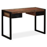 VidaXL Bureau met 2 lades 120x50x76 cm massief gerecycled hout - thumbnail