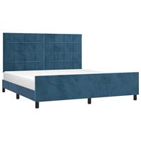 Bedframe zonder matras 160x200 cm fluweel donkerblauw - thumbnail
