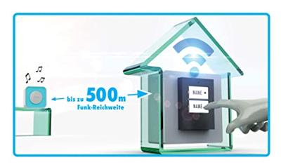 m-e modern-electronics 41302 Zender voor Draadloze deurbel Verlicht, Met naambord