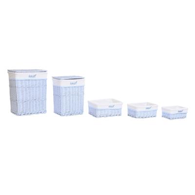 Mandenset DKD Home Decor Blauw Celeste vlechtwerk Kinderen 44 x 34 x 56 cm (5 Onderdelen)