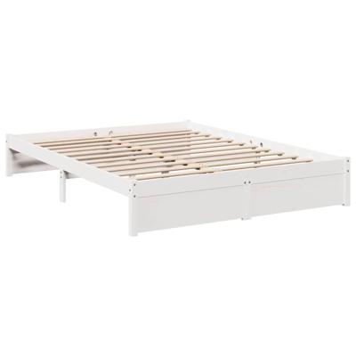 Bed met boekenkast zonder matras grenenhout wit 140x190 cm