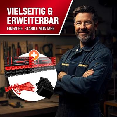 Gereedschapswand Zwart Rood 43-delig Stapelboxen Gereedschapswand Zwart Rood 43-delig Stapelboxen