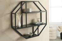 Design wandplank SLIM LINE 77cm zwart industrieel metalen frame - 43639 - thumbnail