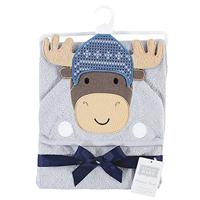 Hudson Baby Unisex Baby Cotton Animal Face Hooded Towel, Winter Moose, One Size - thumbnail
