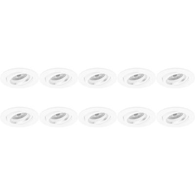 GU10 Inbouwspot Armatuur 10-pack - Kantelbaar - Rond Wit Aluminium - Ø82mm