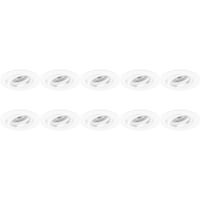 GU10 Inbouwspot Armatuur 10-pack - Kantelbaar - Rond Wit Aluminium - Ø82mm - thumbnail