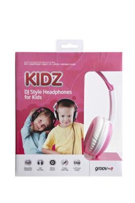 Groov-e GV590PW Kidz On-Ear DJ-stijl hoofdtelefoon met verstelbare hoofdband, zachte oorkussens, 3,5 mm hoofdtelefoonaansluiting - roze