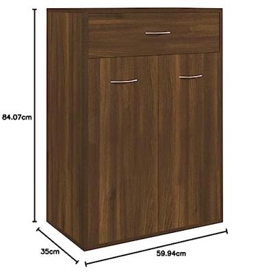 Schoenenkast 60x35x84 cm bewerkt hout bruin eikenkleur Schoenenkast 60x35x84 cm bewerkt hout bruin eikenkleur