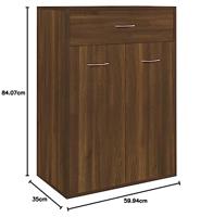 Schoenenkast 60x35x84 cm bewerkt hout bruin eikenkleur - thumbnail