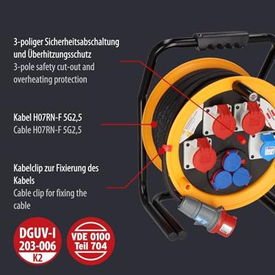 Brennenstuhl Brobusta CEE 4 IP44 kabelhaspel, 40m RN-kabel - thumbnail