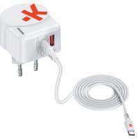 Skross Euro USB Charger AC65PD + USB-C cable USB-oplader 65 W 1x USB-A, 1x USB-C USB PD Wit Binnen - thumbnail