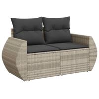 6-delige Loungeset met kussens poly rattan lichtgrijs - thumbnail