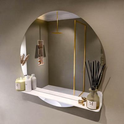 MONDIAZ SPOT spiegel rond 90cm met Spiegelplanchet kleur Talc.