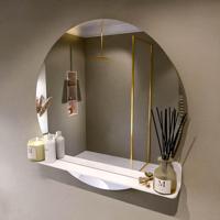 MONDIAZ SPOT spiegel rond 90cm met Spiegelplanchet kleur Talc. - thumbnail