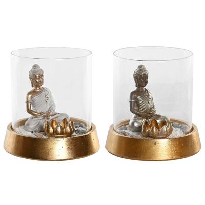 Decoratieve figuren DKD Home Decor Zilverkleurig Gouden Orientaals 16 x 16 x 18 cm (2 Stuks) Decoratieve figuren DKD Home Decor Zilverkleurig Gouden Orientaals 16 x 16 x 18 cm (2 Stuks)