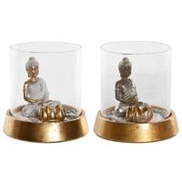 Decoratieve figuren DKD Home Decor Zilverkleurig Gouden Orientaals 16 x 16 x 18 cm (2 Stuks) - thumbnail