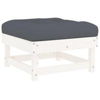 4-delige Loungeset met kussens massief hout wit - thumbnail