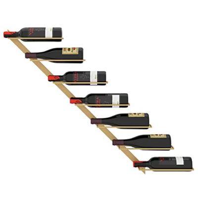 Wijnrek voor 7 flessen wandmontage metaal goudkleurig Wijnrek voor 7 flessen wandmontage metaal goudkleurig