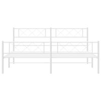 Bedframe met hoofd- en voeteneinde metaal wit 183x213 cm - thumbnail
