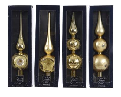 Kerst Piek glas groot d8 cm en h31 cm lichtgoud Decoris - Decoris