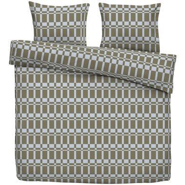Dekbedovertrek Glasgow - groen/off-white - 240x200/220 cm - Leen Bakker