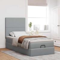 Ottoman bed met matras 80x200cm stof lichtgrijs - thumbnail