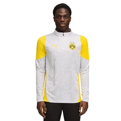 PUMA Borussia Dortmund Trainingstrui 1/4-Zip 2025-2026 Zilver Geel