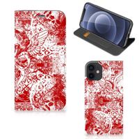 Mobiel BookCase iPhone 12 Mini Angel Skull Rood - thumbnail