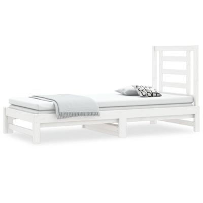 Slaapbank uitschuifbaar massief grenenhout wit 2x(90x200) cm