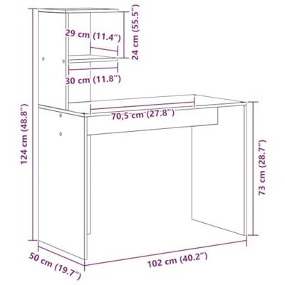 Bureau artisanaal eikenkleurig 102 x 50 x 124 cm Bewerkt hout