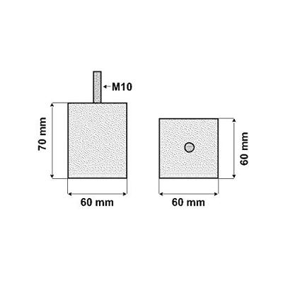 Stalen meubelpoot rvs look vierkant 6 bij 6 cm en hoogte 7 cm (M10) (5 x 5 cm)