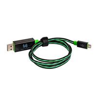 RealPower LED drijvende kabel micro-USB, LED laad- en datakabel met micro-USB-aansluiting, voor HTC, Huawei, Samsung, Sony, Nokia, Nexus, Kindle en andere Android smartphones, (zwart/groene LEDs) - thumbnail